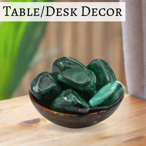 Image of Crystal Heaven Certified Malachite Healing Tumbled Stone,Natural Polished Crystals For Diy Crafts,Manifestation,Meditation,Pooja Feng Shui And Reiki Healing(30 Grams)
