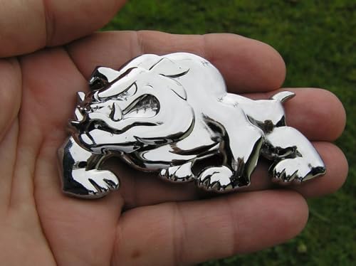 Image of 2pcs Bulldog Side Left and Right Car Truck Metal Emblems 3D Badges Decals (Silver)