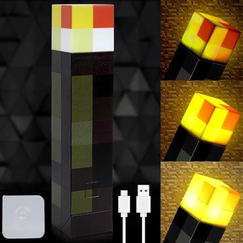 Image of Torch Lamp with Wall Mountable - LED Torch Lamp, USB Rechargeable Night Light, Hand Held & Wall Mountable Table Light, Kid's Boys Birthday Party Living Room Bedroom Decor (3-Colors)