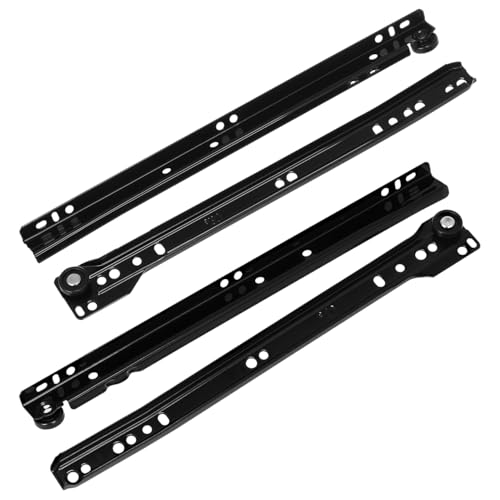 2 Pairs Bottom Mount Drawer Slides: 12 Inch Black Iron Center Mount Drawer Rails with Pre-Drilled Holes - Smooth Replacement Glides for Cabinet Dresser Desk Furniture Hardware, Easy Installation by Garneck - Used condition - US$16.95