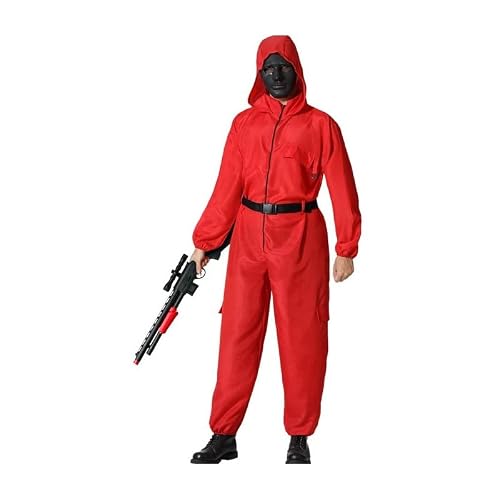 Atosa | Disfraz Mono Completo Rojo para Adulto | Inspirado en El Juego del Calamar y La Casa de Papel | Traje con Capucha y Cinturón | Perfecto para Carnaval, Halloween y Fiestas Temáticas | M-L