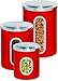 Honey-Can-Do Three-Piece Set of Nesting Stainless Steel Kitchen Canisters, Red KCH-03011 Red