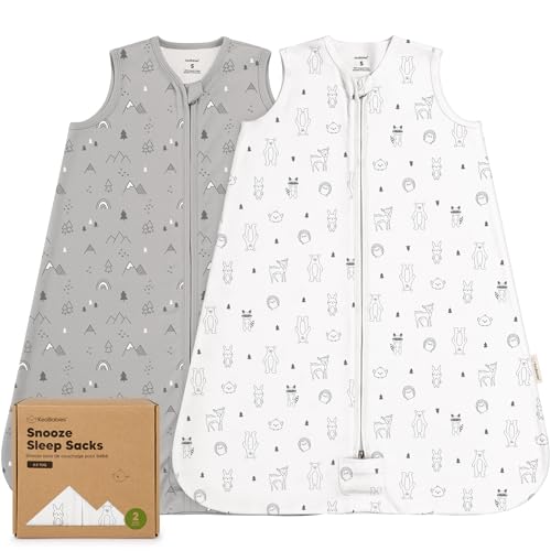 Image of 2-Pack Baby Sleep Sacks, Zipper Wearable Blanket - 0.5TOG Organic Cotton, Lightweight, Soft Cozy Infant Sleeping Sack 3-6 months, Easy to Wear Small Newborn Transition Swaddles Sleepsacks (Woodland)
