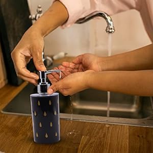 SHENRON Black Soap Dispenser Bottle with Decorative Design | Chrome Finish Pump and Rust Proof | Refillable Liquid Soap Dispenser for Bathroom, Kitchen, Hand Soap - Set of 3(Plastic) SHENRON Black Soap Dispenser Bottle with Decorative Design | Chrome Finish Pump and Rust Proof | Refillable Liquid Soap Dispenser for Bathroom, Kitchen, Hand Soap - Set of 3(Plastic)