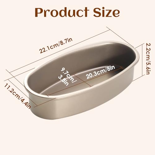 Image of Tissting Oval Bread Pan 9.1x4.7x2.0in /23x12x5cm, Carbon Steel Nonstick | Loaf Baking Mold | Homemade Cake & Cheese Bread | Kitchen Bakeware(Gold)