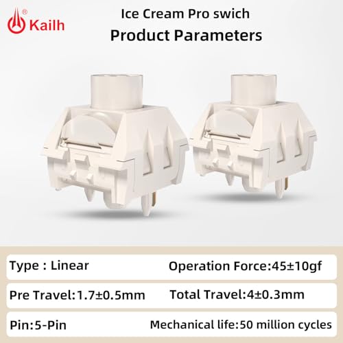 Image of Kailh Box Ice Cream Pro Linear Switch,5-pin RGB SMD 45gf Full POM Material Pre-Lubed Key Switches for Mechanical Gaming Keyboard(Ice Cream PRO,72Pcs)