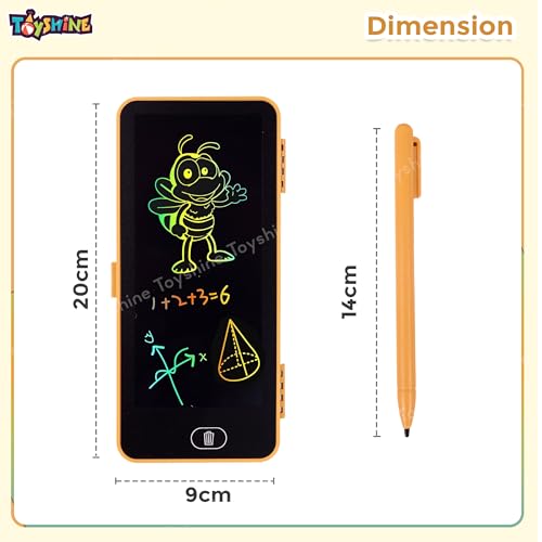 Image of Toyshine 2 in 1 Digital LCD Writing Pad Children Doodle Board with Pencil Box for Kids 3-10 Years Old Boys /Girls Gifts Education Learning Toy, Yellow