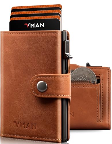 VMAN Portefeuille Homme, Portefeuille Slim avec Poche à Monnaie, Protection RFID, Portefeuille en...