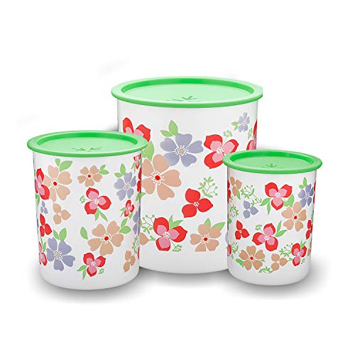 Oliveware Pasha Range Stackable Plastic Containers, BPA Free, For Rice, Dal, Atta & Flour, Set Of 3 (2200ml, 1350ml & 850ml) – Green For Rs. 299 @ 29 %