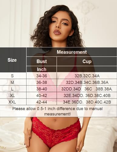 Image of Avidlove Lace Bralette for Women Sexy Wireless Bralettes | Non Padded Bralette V Neck Minimizer Bra Lingerie
