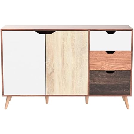 Amazon Qihangjp リビング収納 キャビネット 幅1 扉付き サイドボード 引き出し付 ２列３段 北欧 木製チェストおしゃれ カラーボックス 木製 可動棚 木目調 玄関 リビング キッチン ナチュラル キャビネット オンライン通販