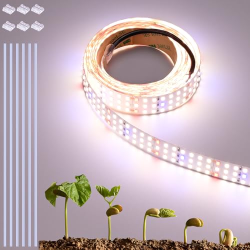 FOSUO Lampe de Culture LED 5M, 2100 LED Spectre Complet avec PPFD Élevé, Bandes Lumineuses 24V 120W Sectionnables Flexibles Autoadhésives pour Semis/Végétation/Floraison