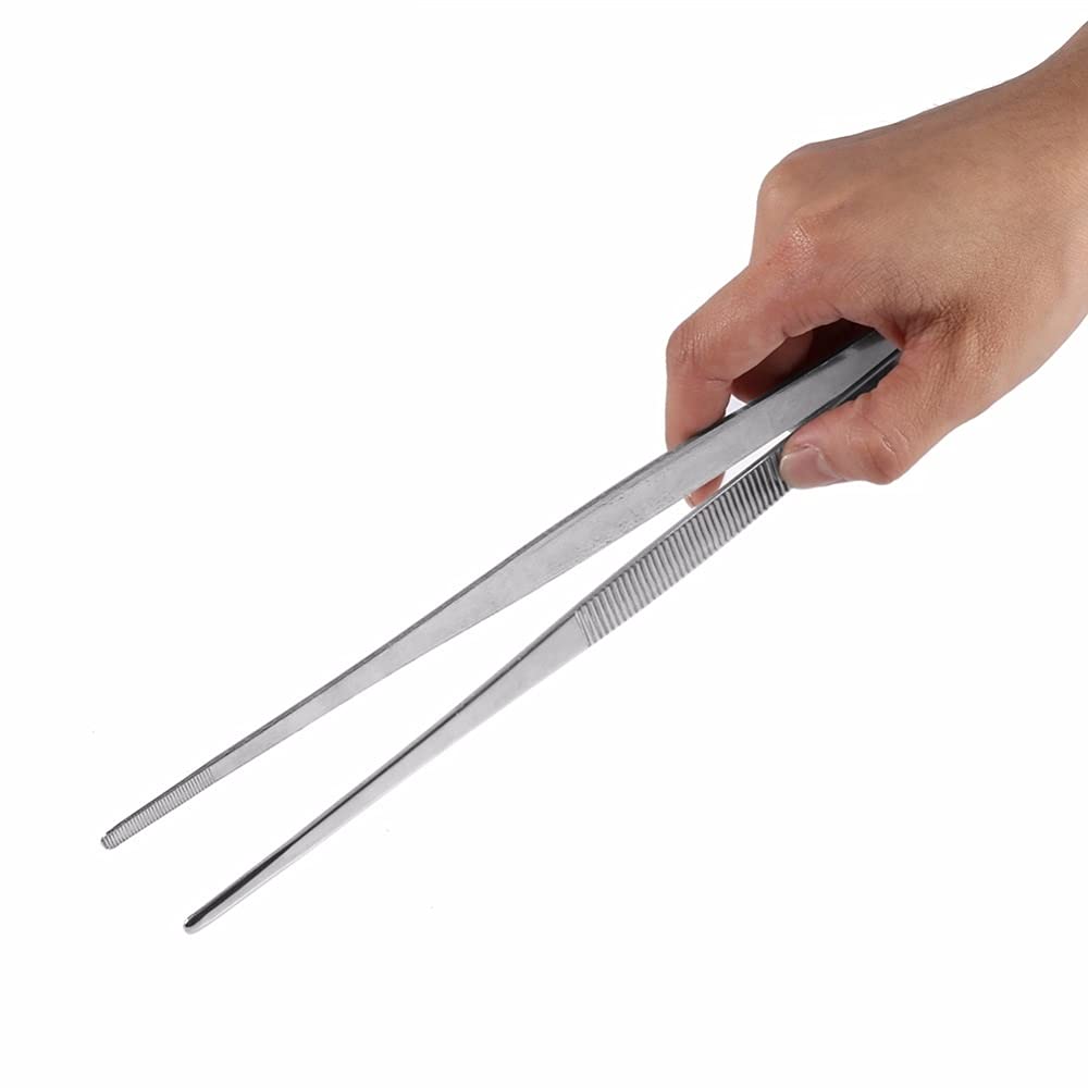 Pinze da Cucina Pinzette per Alimenti addensanti in Acciaio Inossidabile Pinzette per bustine di tè Professionali Clip per Barbecue Pinze per Alimenti Lunghe in Argento