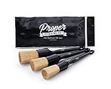 PROPER DETAILING CO. Car Detailing Brush Set, 3 Pack Natural Boars Hair Detailing Brushes, Clean Int
