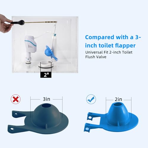 Universal 2-Inch Toilet Flappers Replacement Compatible with Gerber Toto Kohler American Standard, Heavy Duty Rubber Toilet Flapper with Stainless Steel Chain, Water Conserve, Easy Install thumbnail 2