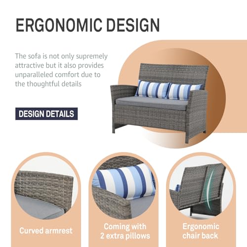 Sunsitt Outdoor Wicker Loveseat With Cushions thumb #4