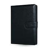 [REOLF] 母子手帳ケース お薬手帳 おくすり手帳 ケース 本革 大容量 Sサイズ A6 マルチケース 診察券入れ 保険証 ギフト (Black)