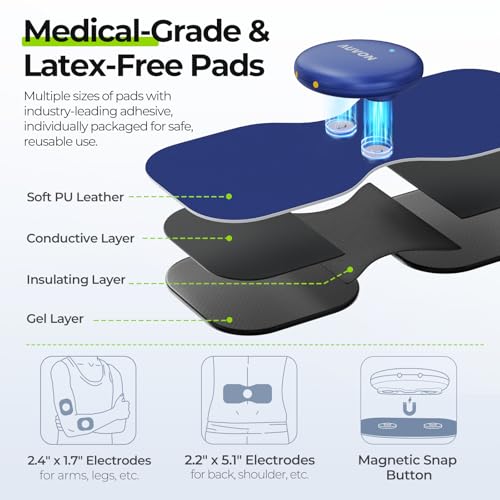 Image of AUVON Wireless 24 Modes TENS Unit Muscle Stimulator for Pain Relief, 6 Pads | Rechargeable EMS Massager, Smart Pocket-Size TENS Machine, Drug-Free Pain Relief for Neck, Back & Shoulder, 6 Premium Pads