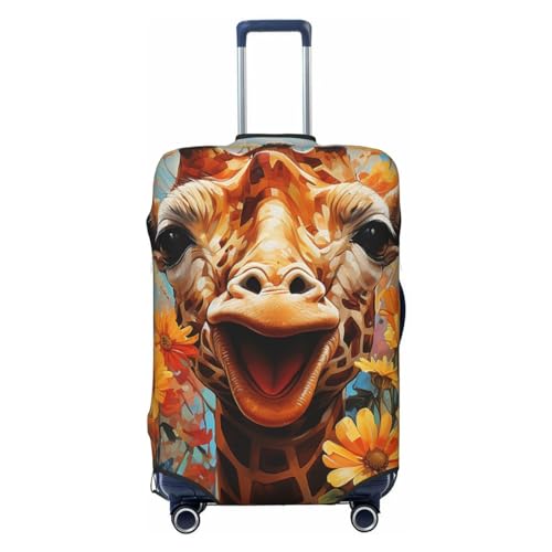 Funny giraffe Cute Sunflower Vintage Elastic Travel Luggage Cover Travel Suitcase Cover for Trunk Case 19''-32'' Luggage Protective Cover