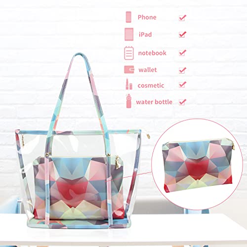 MICOM Clear Purse PVC Transparent Bag Work Handbags for Women Girls (Pink)3