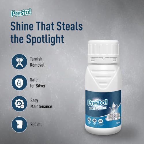 Image of Amazon Brand - Presto! Silver Shine | Instant Silver Cleaner | 250 ml x Pack of 2 | For Silver Vessels, Antique Pieces, Jewellery