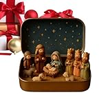 Artesanía Exquisita: El Belén de Navidad en lata presenta detalles intrincados que recrean elementos tradicionales de la festividad, ofreciendo una representación realista y artística ideal para exhibición en escritorio o como parte de una colección de arte, mejorando la decoración con su diseño vívido y nostálgico en entornos domésticos u oficinas, perfecto para agregar un toque tradicional y elegante a cualquier espacio durante la Navidad.