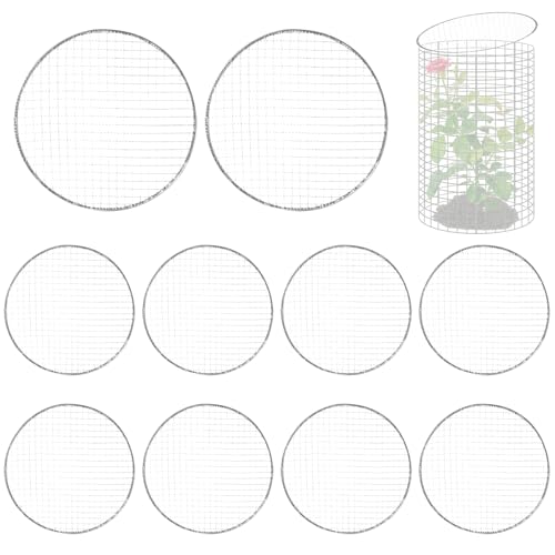 10 Packs 12 Round Metal Mesh Plant Cage Covers for Large Wire Plant Protector cover from Animals - Chicken Wire Cloche Sturdy Garden Bunny Barricades Chicken Wire Cloche fto Keep Animals Out