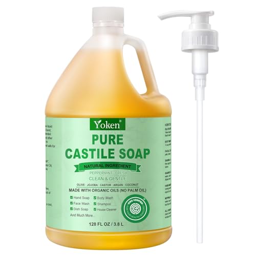 Image of Yoken EWG Peppermint Castile Soap 1 Gallon, Bulk Clean Liquid Soap Refill