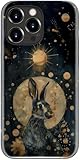 DEENAKIN for iPhone 15 Pro Case Cute - Wireless Charging Compatible - Dual-Layer Soft Silicone + Hard Shell - Stylish Wildflower Design - Chic Phone Cover for Women - Moonlit Rabbit