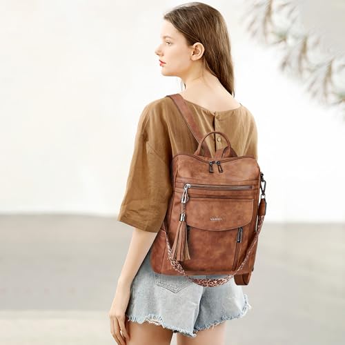Image of Shrrie Backpack Purse for Women Fashion Leather Backpack Purse Designer Travel Backpack Convertible Shoulder Bag with Wristlet
