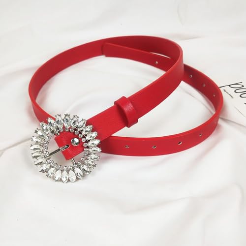 YOU&M Women's Crystal Buckle PU Leather/Plastic Transparent Waist Belt for Jeans Dress4