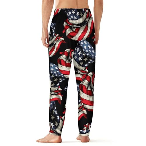 U.S.A. Flag Scarf Top Hat Men's Pajama Pants Lounge Pant Sleepwear PJ Bottoms2