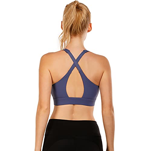 Cordaw Women's Zip Front Sports Bra Adjustable Straps Medium Impact High Support Zipper Running Bra For Workout Exercise Sapphire Blue Xxl #TOP3