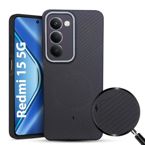Image of LIRAMARK Rugged Carbon Fibre TPU Armor Silicone Back Cover Case for Redmi 15 5G