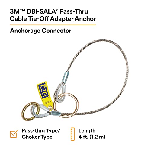Image of 3M DBI-SALA 5900550 Anchorage Connector, 4' Cable Tie-Off Adaptor, Pass-Thru Type, Silver