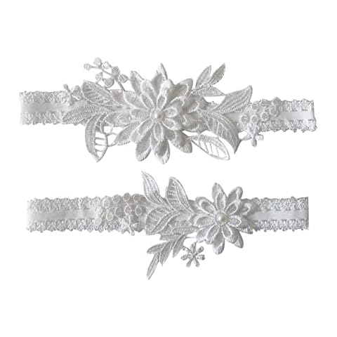 CITUYER Garters for Brides Wedding Garter Elasticated Soft Lace Garter Bridal Wedding Accessories Bride to be Gifts（White） Cover