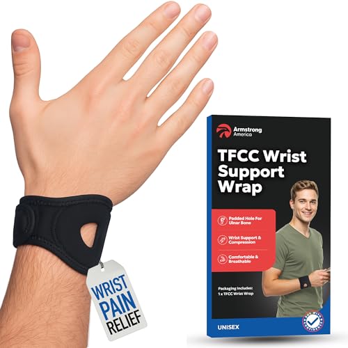 Wrist Wrap Compression Wrist Brace For TFCC Tears | Carpal Tunnel Pain & Tendonitis Relief | Padded Hole For Ulnar | Wrist Support For Working Out | Wrist Wraps for Men Women | Fits Both Wrists (MED)
