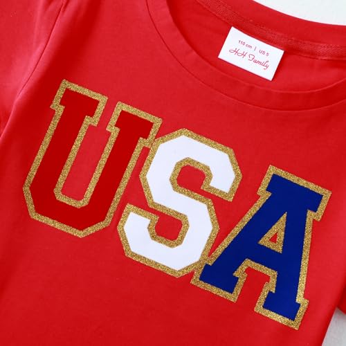 Image of 4th of July Shirts for Girls Patriotic American Flag Kids Clothing