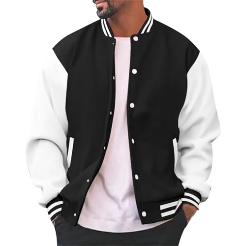 Baseball Jacket Men Lightweight Athletic Varsity Jacket Big and Tall Color Block Letterman Bomber Jacket with Pockets 5