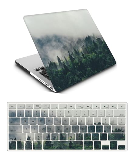 Coque Macbook Pro 14 compatible A2442 A2779, housse arbres verts idéale pour le bureau mobile