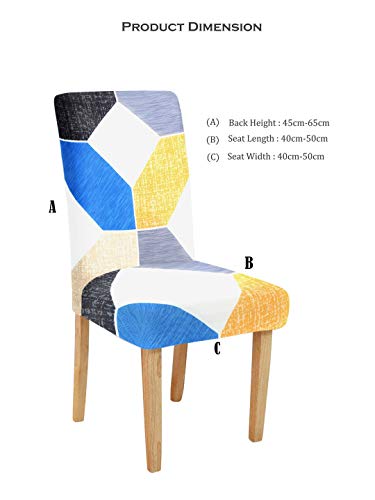Image of Cortina Dining Chair Slipcovers | Protection Chair Covers | Geometric Print, Removable, Washable | Universal Fit Super Soft Stretchy Polyester Spandex | Hotel, Marriage, Wedding | Pack of 6, Multi 8