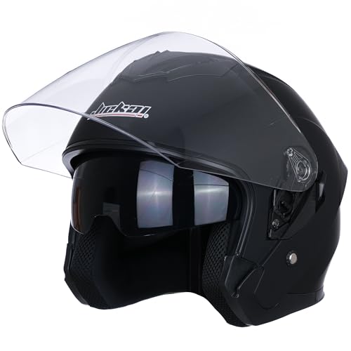 Open Face Motorcycle Helmet ECE 22.06 Approved Half Casco Fit Men Women ATV Moped Scooter Helmets (Matte Black, M)