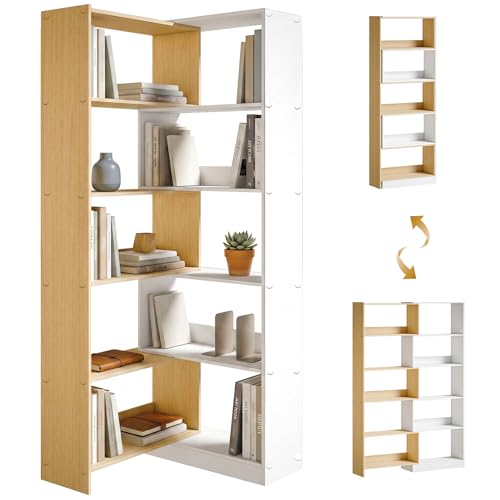 HOMCOM Bibliothèque d'angle rotative 350° à 5 Niveaux, étagère de Rangement Extensible en...