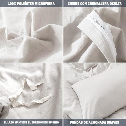 Sets de housse couette en microfibre brossée douce 220x240 fermeture - 4