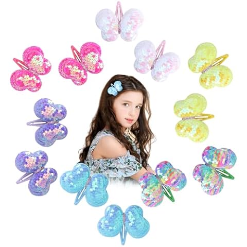 Fishdown 12PCS Sequins Butterfly Hair Clips, Glitter Hair Accessories for Girls Kids Toddlers Teens, Cute Butterfly Clips for Baby Girl Cover