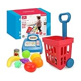 KidEwan Kids Shopping Cart Toddlers Groceries Cart Toy with Cash Register for Girls Boys Mini Shoppi