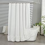 YINNAZI Luxury European Style Ruffle，Thickened Waterproof Fabric Shower Curtain,Handmade,Hotel Quality & Machine Washable - Standard Size 72x72, (White)