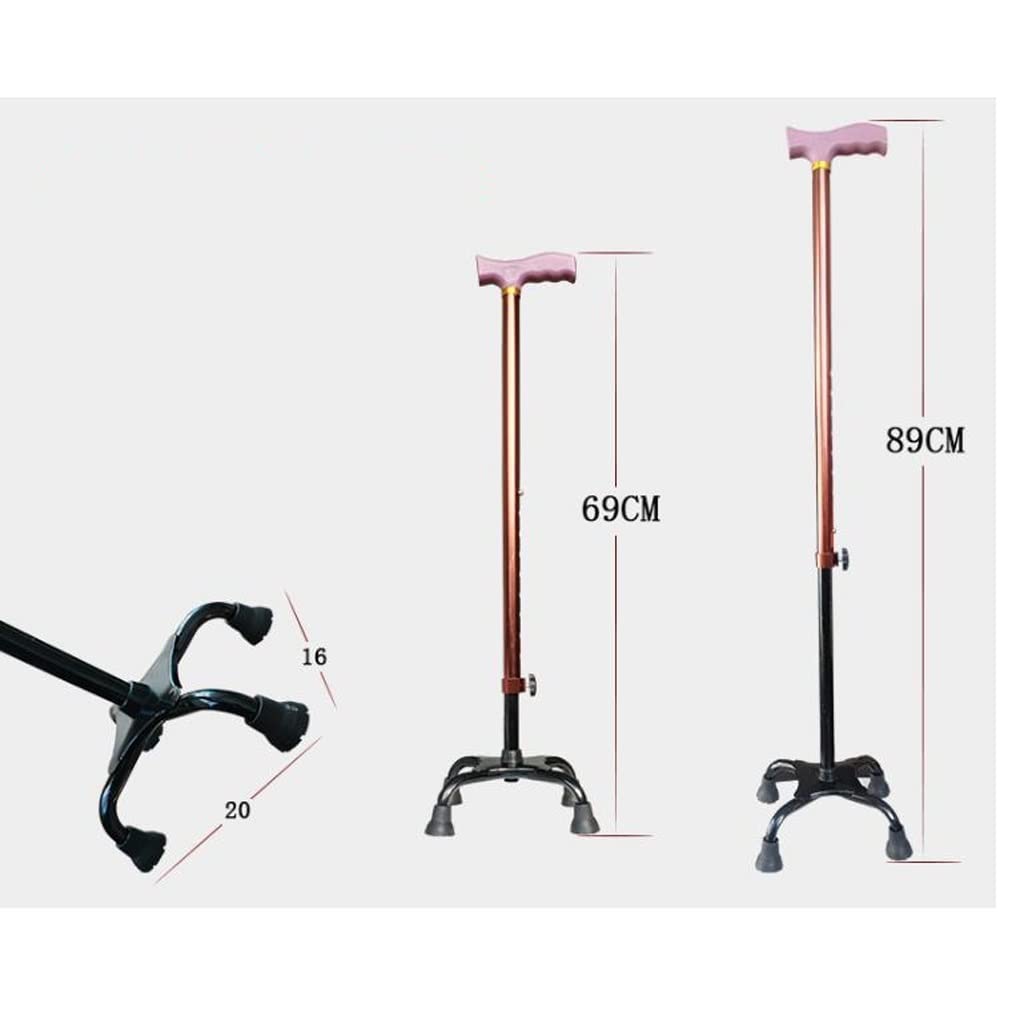 XMING Bastón Duradero for Ancianos con Almohadilla Antideslizante for pies de bastón de Cuatro Patas y bastón Multifuncional con bastón telescópico de Aluminio