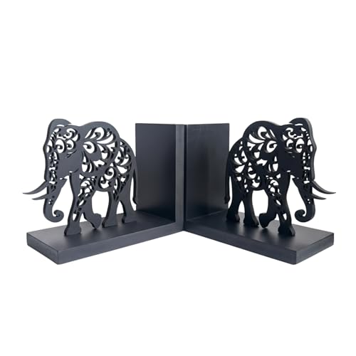 Image of eCraftIndia Wooden Book End with Elephant Showpiece for Home Decor Office Table | Gift for Housewarming Birthday