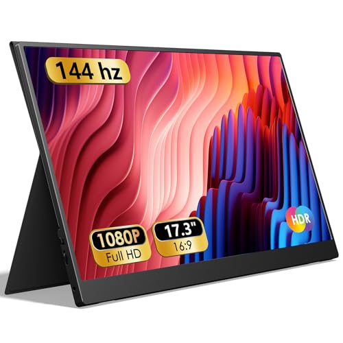 Image of ForHelp 17.3 inch Portable Monitor 1080P FHD 144Hz Narrow Edge Laptop Monitor USB C HDMI Gaming Computer IPS HDR Screen, Travel Monitor for PC Mac Phone Xbox PS5 Switch Laptop w /Smart Cover & Speakers